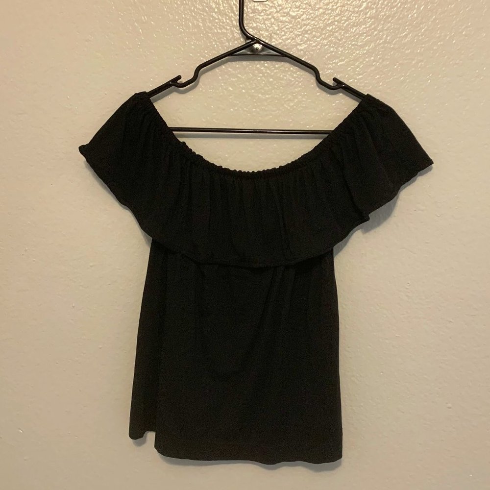 J. Crew Black off the Shoulder Top (M) Medium